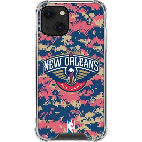 NBA New Orleans Pelicans Digi Camo iPhone 15 Plus Clear Case