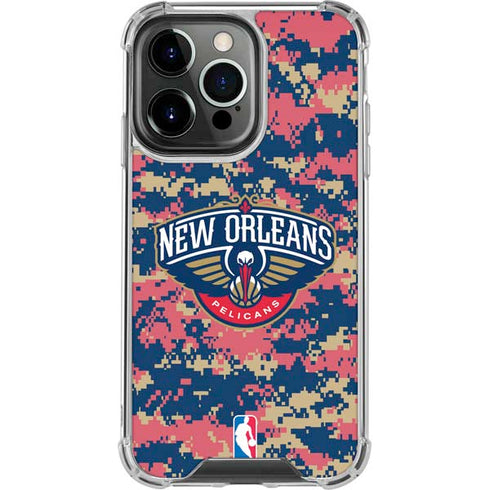 NBA New Orleans Pelicans Digi Camo iPhone 15 Pro Clear Case