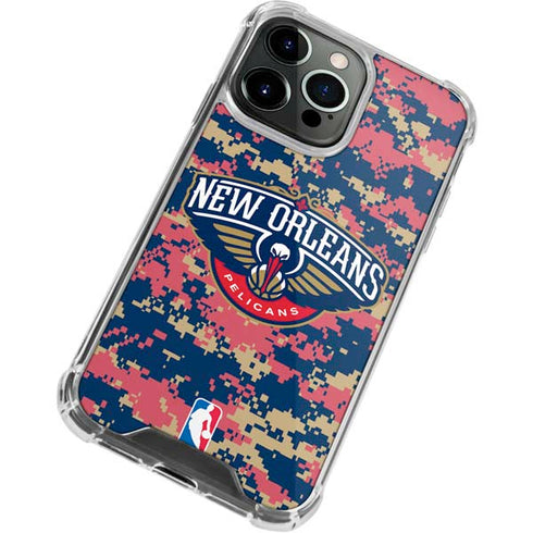 NBA New Orleans Pelicans Digi Camo iPhone 15 Pro Clear Case