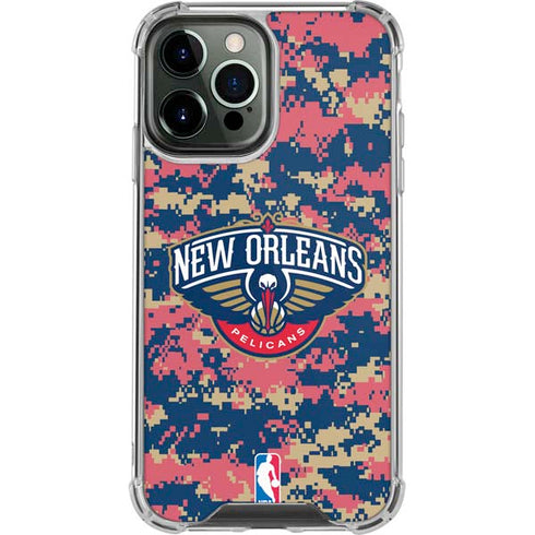 NBA New Orleans Pelicans Digi Camo iPhone 14 Pro Max Clear Case