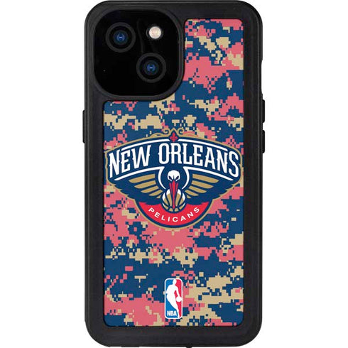 NBA New Orleans Pelicans Digi Camo iPhone 15 Waterproof Case