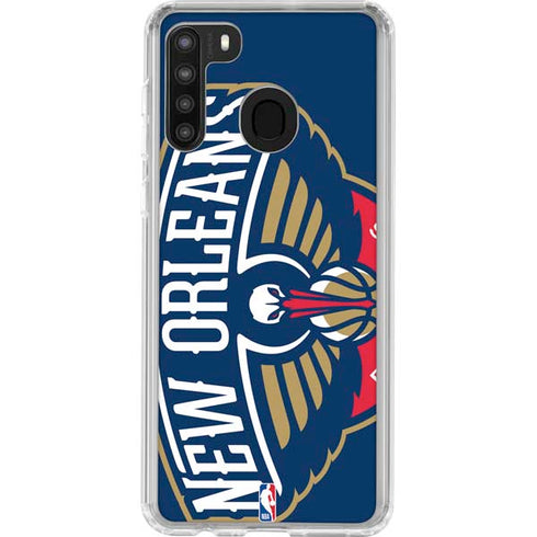 NBA New Orleans Pelicans Large Logo Galaxy A21 Clear Case