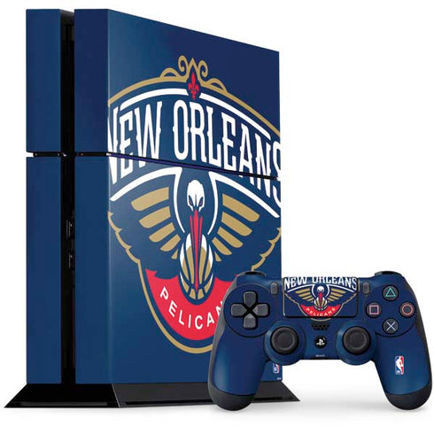 NBA New Orleans Pelicans Large Logo PS4 Console and Controller Bundle Skin