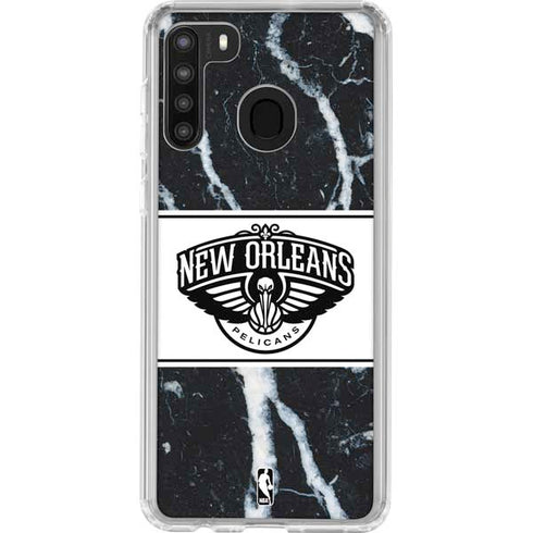 NBA New Orleans Pelicans Marble Galaxy A21 Clear Case
