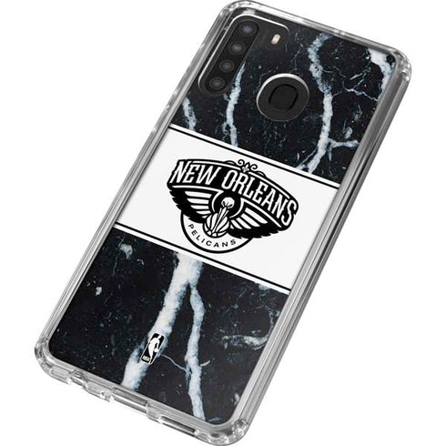 NBA New Orleans Pelicans Marble Galaxy A21 Clear Case