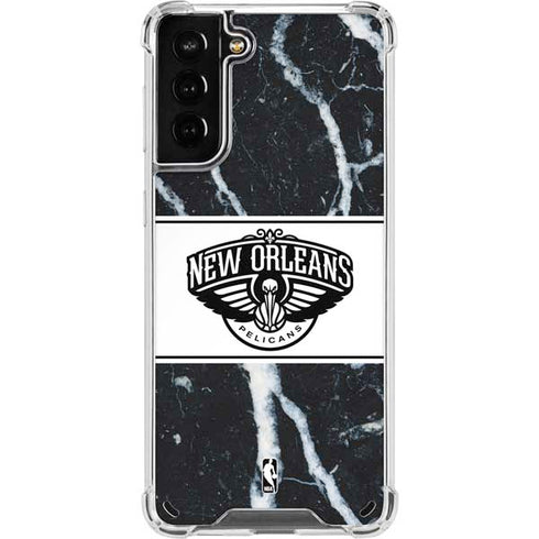 NBA New Orleans Pelicans Marble Galaxy S21 Plus 5G Clear Case