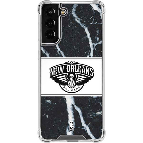 NBA New Orleans Pelicans Marble Galaxy S22 Plus Clear Case