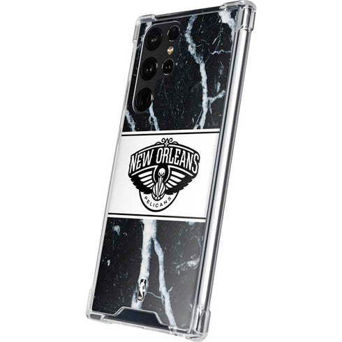 NBA New Orleans Pelicans Marble Galaxy S22 Ultra Clear Case