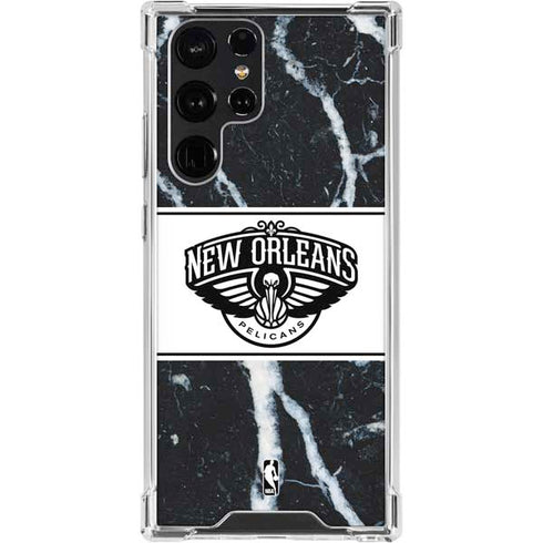NBA New Orleans Pelicans Marble Galaxy S24 Ultra Clear Case