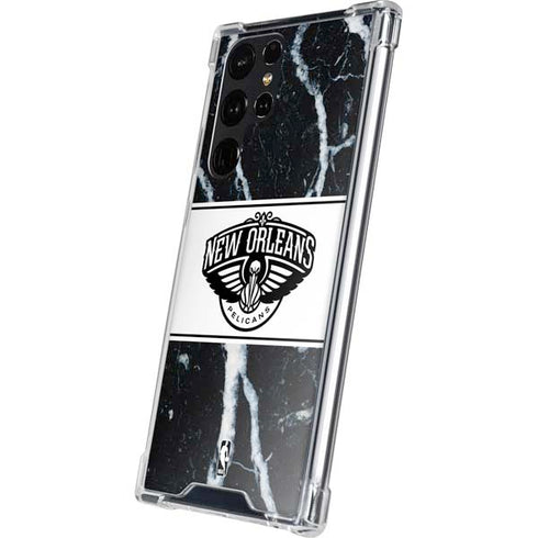 NBA New Orleans Pelicans Marble Galaxy S24 Ultra Clear Case