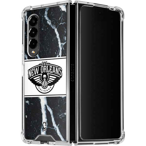 NBA New Orleans Pelicans Marble Galaxy Z Fold4 5G Clear Case