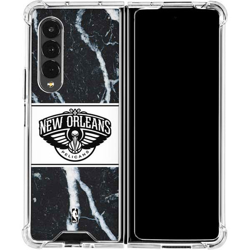 NBA New Orleans Pelicans Marble Galaxy Z Fold4 5G Clear Case