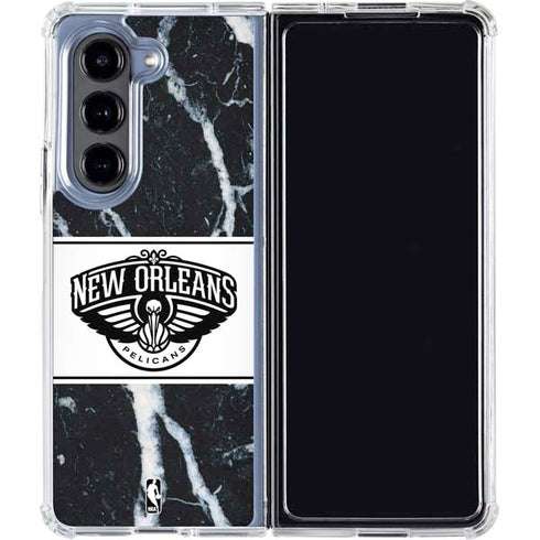 NBA New Orleans Pelicans Marble Galaxy Z Fold5 5G Clear Case