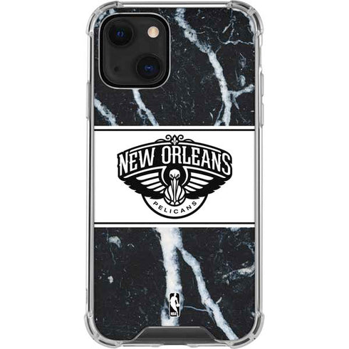 NBA New Orleans Pelicans Marble iPhone 15 Plus Clear Case