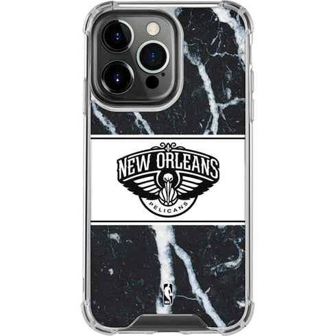 NBA New Orleans Pelicans Marble iPhone 15 Pro Clear Case