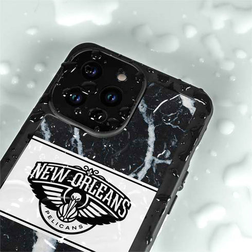 NBA New Orleans Pelicans Marble iPhone 14 Pro Max Waterproof Case