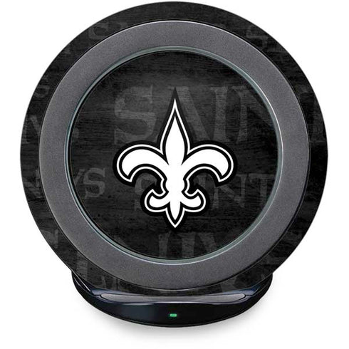 NFL New Orleans Saints Black & White Fast Charge Wireless Charging Stand Skin