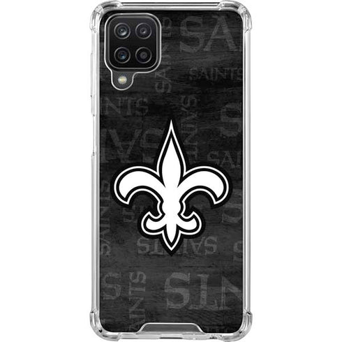 NFL New Orleans Saints Black & White Galaxy A12 Clear Case