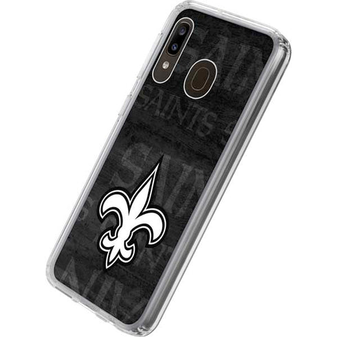 NFL New Orleans Saints Black & White Galaxy A20 Clear Case