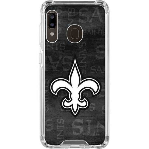 NFL New Orleans Saints Black & White Galaxy A30 Clear Case