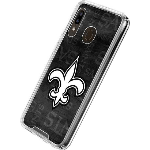 NFL New Orleans Saints Black & White Galaxy A30 Clear Case