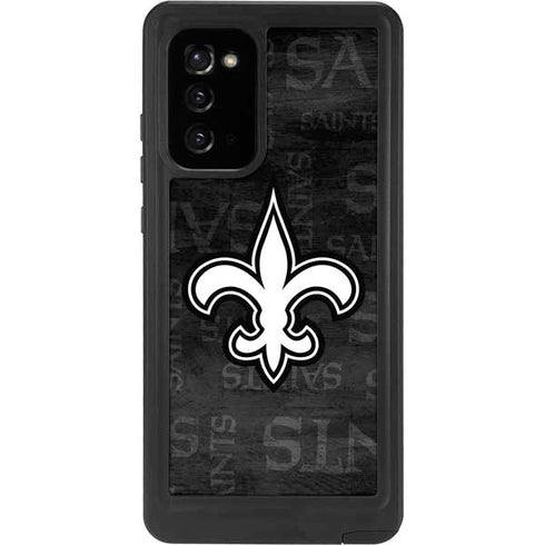 NFL New Orleans Saints Black & White Galaxy Note20 5G Waterproof Case
