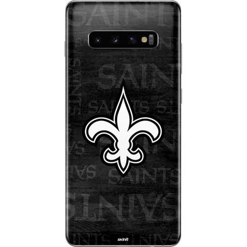 NFL New Orleans Saints Black & White Galaxy S10 Plus Skin