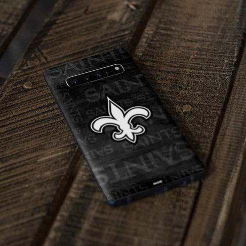 NFL New Orleans Saints Black & White Galaxy S10 Plus Skin