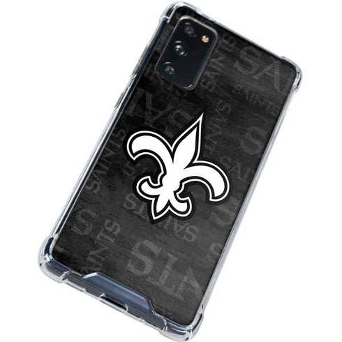 NFL New Orleans Saints Black & White Galaxy S20 FE Clear Case