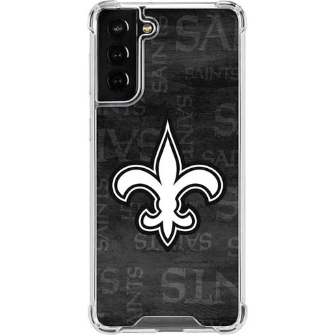 NFL New Orleans Saints Black & White Galaxy S21 FE Clear Case
