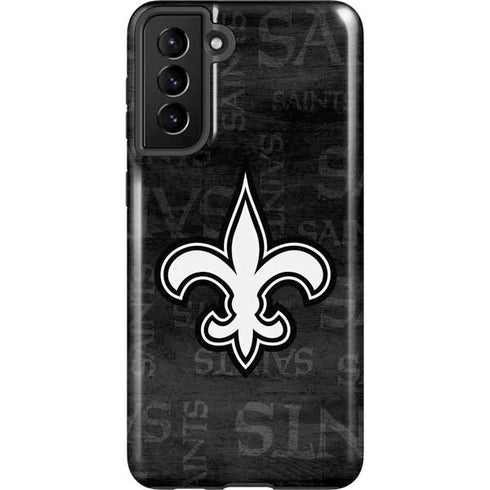 NFL New Orleans Saints Black & White Galaxy S21 FE Pro Case