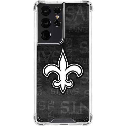 NFL New Orleans Saints Black & White Galaxy S21 Ultra 5G Clear Case