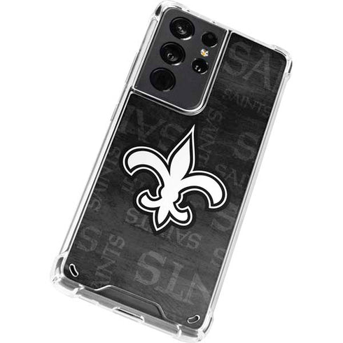 NFL New Orleans Saints Black & White Galaxy S21 Ultra 5G Clear Case