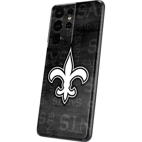 NFL New Orleans Saints Black & White Galaxy S21 Ultra 5G Skin