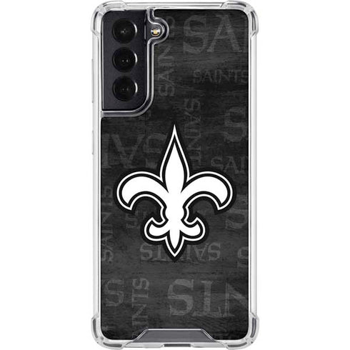 NFL New Orleans Saints Black & White Galaxy S22 Clear Case