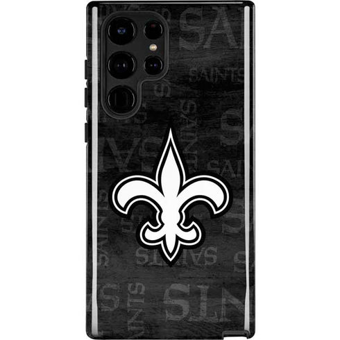 NFL New Orleans Saints Black & White Galaxy S22 Ultra Pro Case