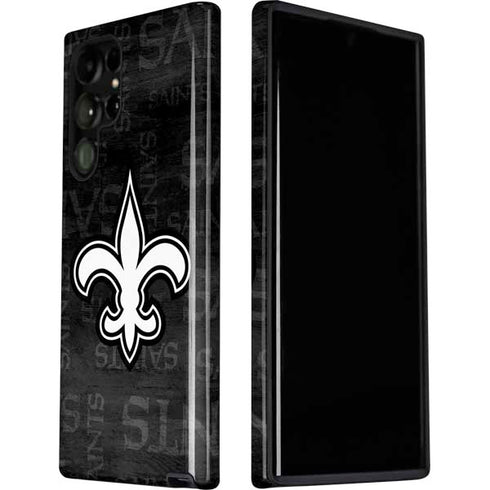 NFL New Orleans Saints Black & White Galaxy S22 Ultra Pro Case