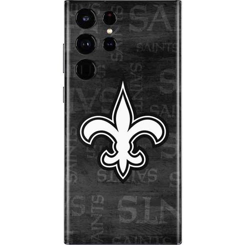 NFL New Orleans Saints Black & White Galaxy S22 Ultra Skin