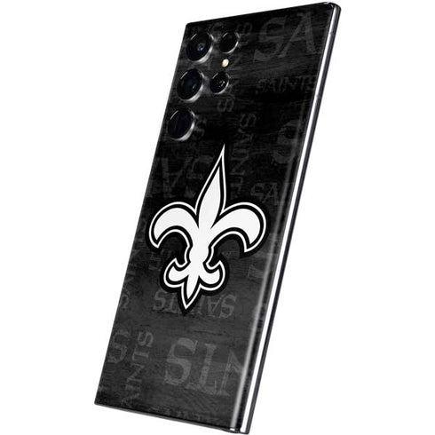 NFL New Orleans Saints Black & White Galaxy S22 Ultra Skin