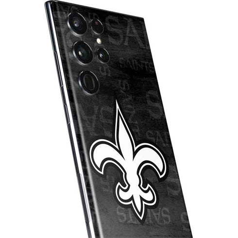 NFL New Orleans Saints Black & White Galaxy S22 Ultra Skin