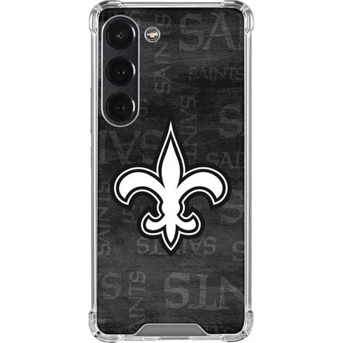 NFL New Orleans Saints Black & White Galaxy S23 Clear Case