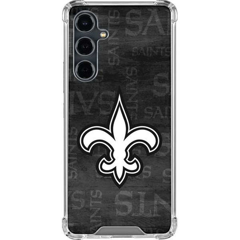 NFL New Orleans Saints Black & White Galaxy S23 FE Clear Case