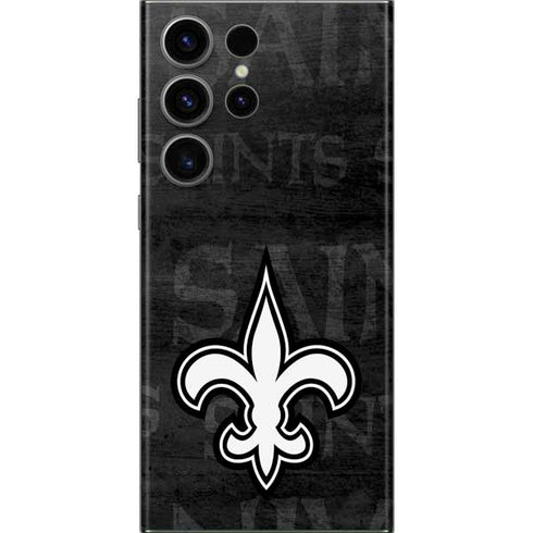 NFL New Orleans Saints Black & White Galaxy S23 Ultra Skin