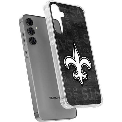 NFL New Orleans Saints Black & White Galaxy S24 Plus Clear Case
