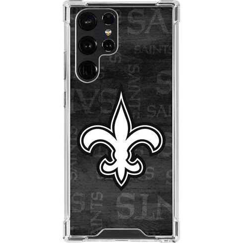 NFL New Orleans Saints Black & White Galaxy S24 Ultra Clear Case