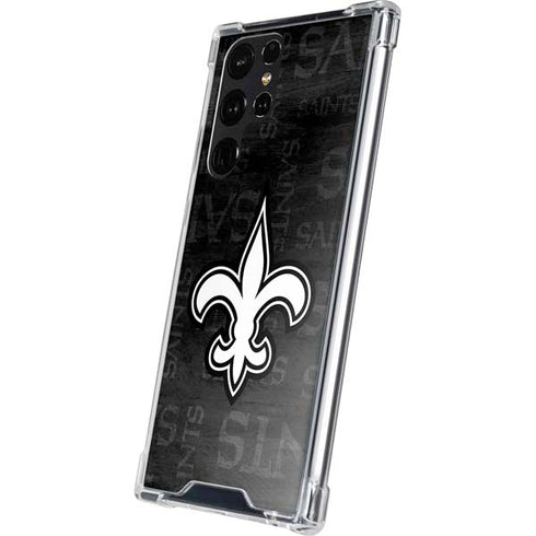 NFL New Orleans Saints Black & White Galaxy S24 Ultra Clear Case
