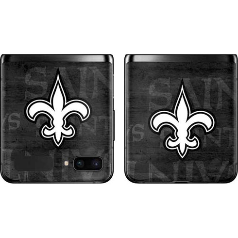 NFL New Orleans Saints Black & White Galaxy Z Flip Skin