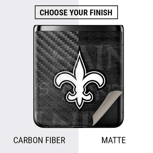NFL New Orleans Saints Black & White Galaxy Z Flip Skin