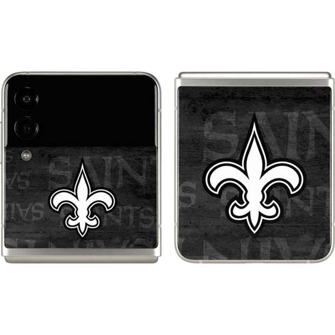 NFL New Orleans Saints Black & White Galaxy Z Flip3 5G Skin