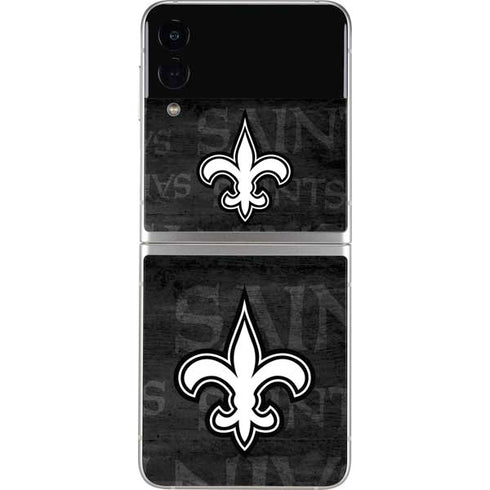 NFL New Orleans Saints Black & White Galaxy Z Flip3 5G Skin